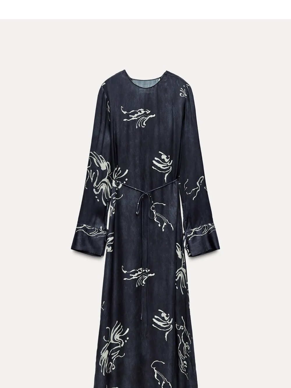Zara Black Midi Dress with White Floral Print